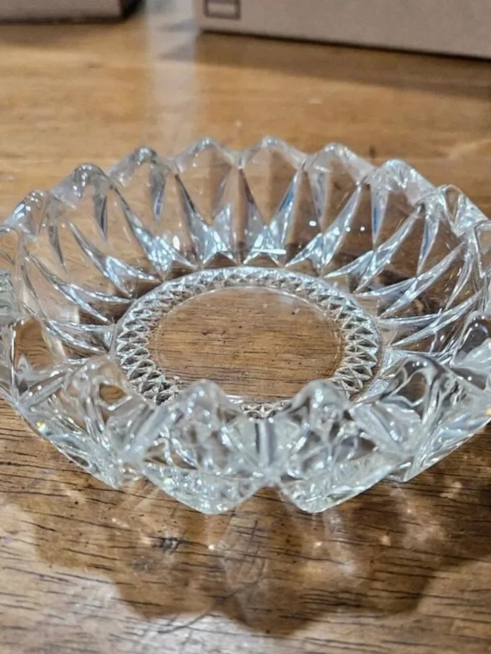 Clear Cut Glass Trinket Dish